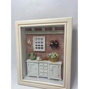 Kitchen Shadow Box Diorama Art Miniature Wall Hanging French Country Cook Decor